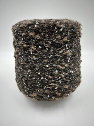 Пряжа Play, Casa Del Filato Prato-Italy, меринос, па, цвет коричневый с золотистыми пайетками